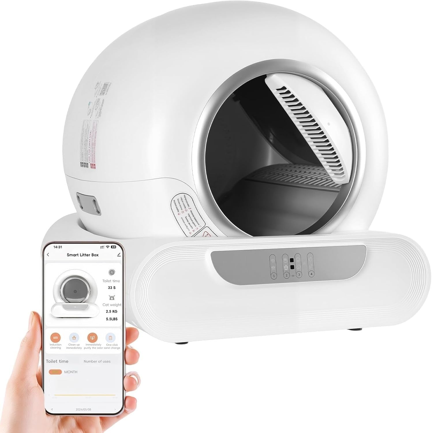 Self Cleaning Cat Litter Box App Control Smart Auto Odor Removal XL