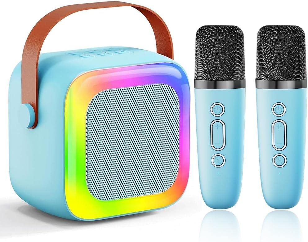 Mini Karaoke Machine Bluetooth Speaker with Mic LED Party