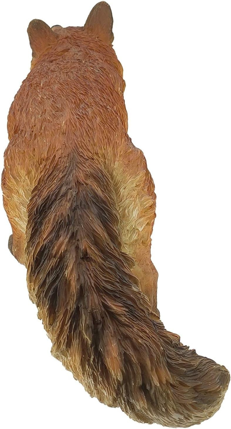 Realistic Fox Garden Ornament Sitting | Weatherproof Resin Woodland Animal Decor