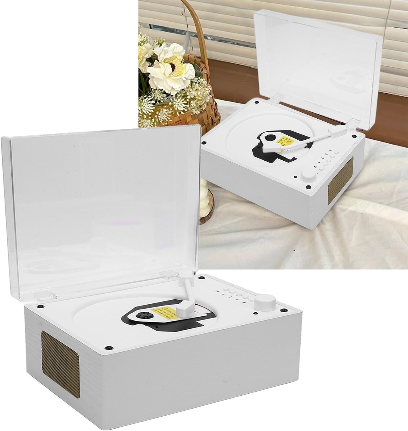 Portable Bluetooth CD Player Speaker Retro Suitcase Remote USB AUX