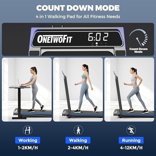 Under Desk Treadmill 9% Incline 4in1 Walking Running Machine 12kmh Quiet 150kg