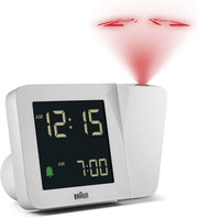Projection Alarm Clock with Backlight LCD Display Snooze White