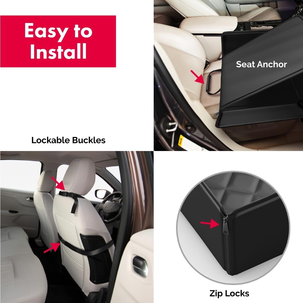 2 in 1 Dog Car Seat Waterproof Booster Travel Bed Cover Safety Belt