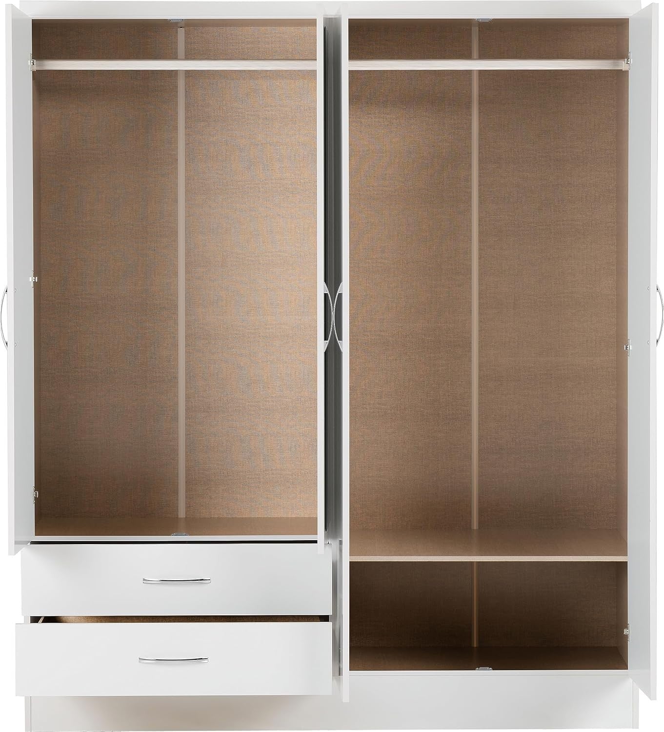 4 Door 2 Drawer White Gloss Wardrobe with Mirror | Large Storage & Modern Design