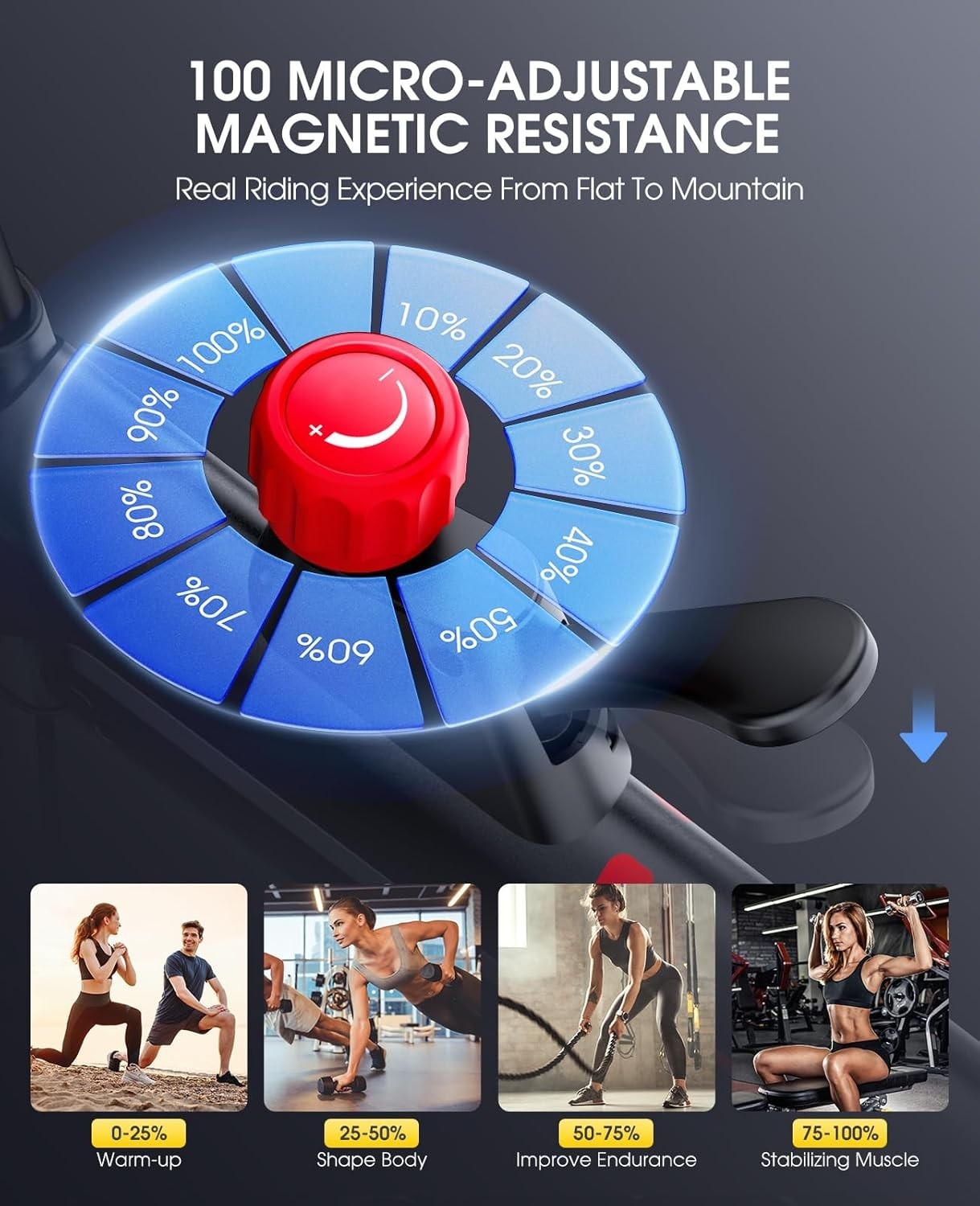 Quiet Magnetic Spin Bike w/ APP, LCD Monitor, 15kg Flywheel & 350lb Capacity
