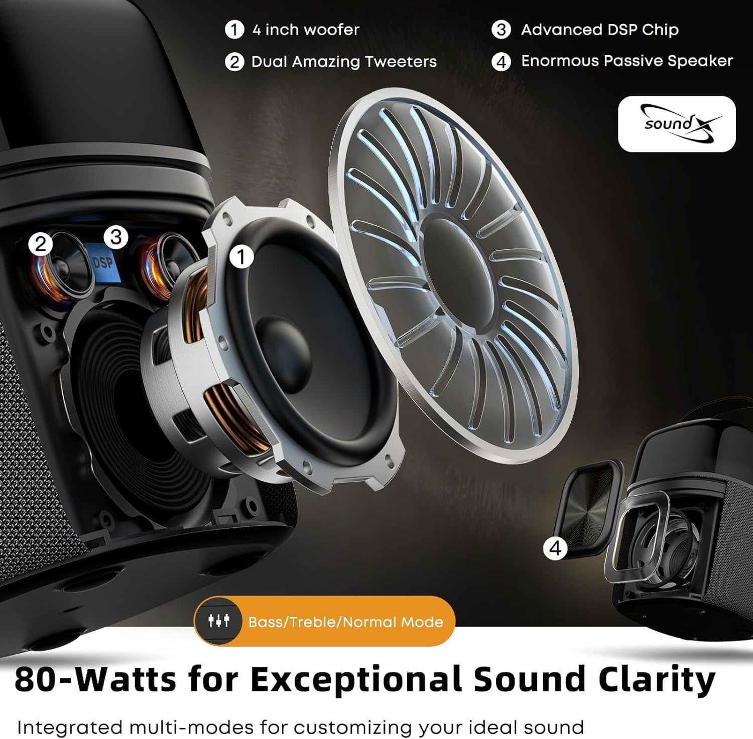 60W Karaoke Machine 2 Wireless Mics Bluetooth PA Speaker
