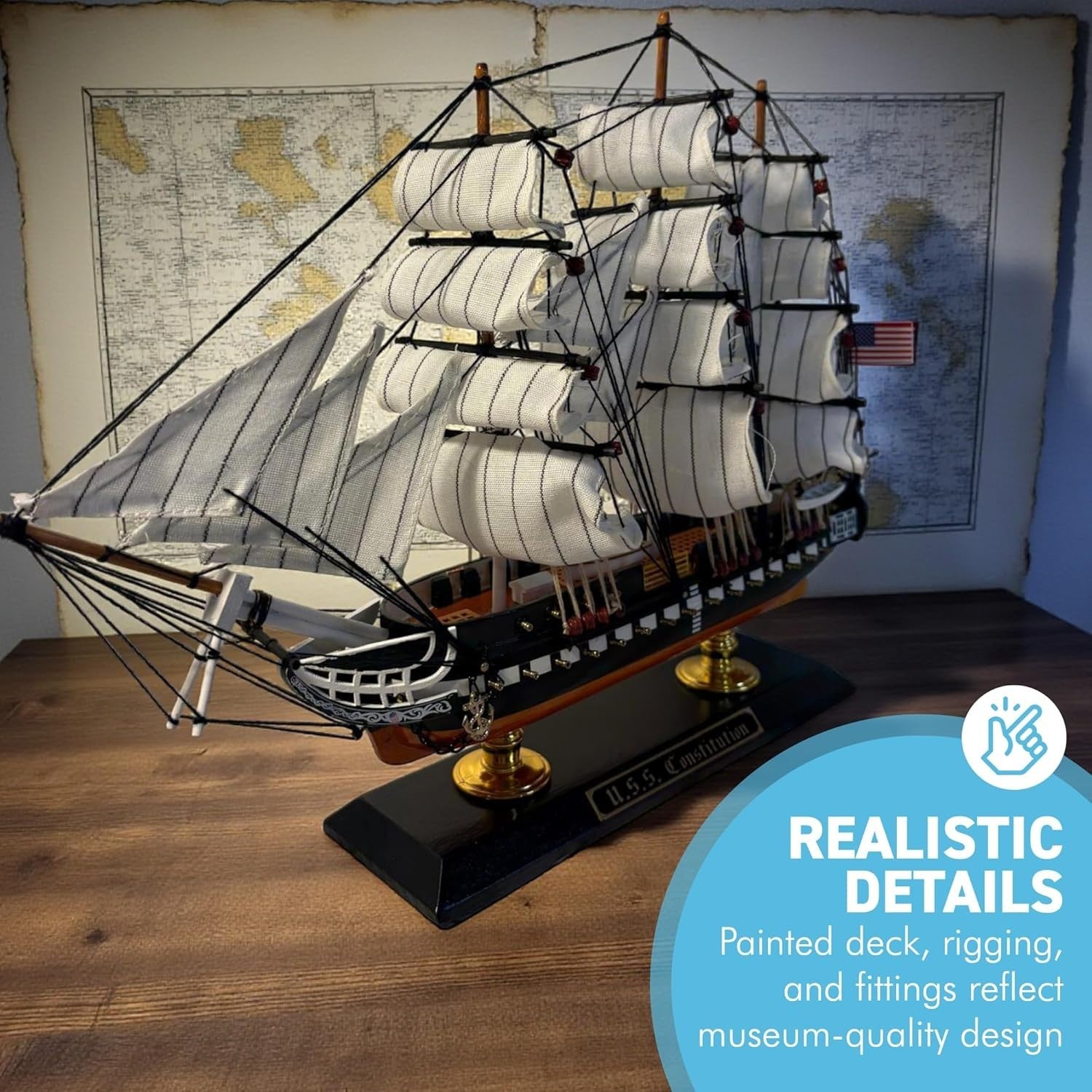 Large USS Constitution Model Ship | Handcrafted Wooden Tall Ship Replica