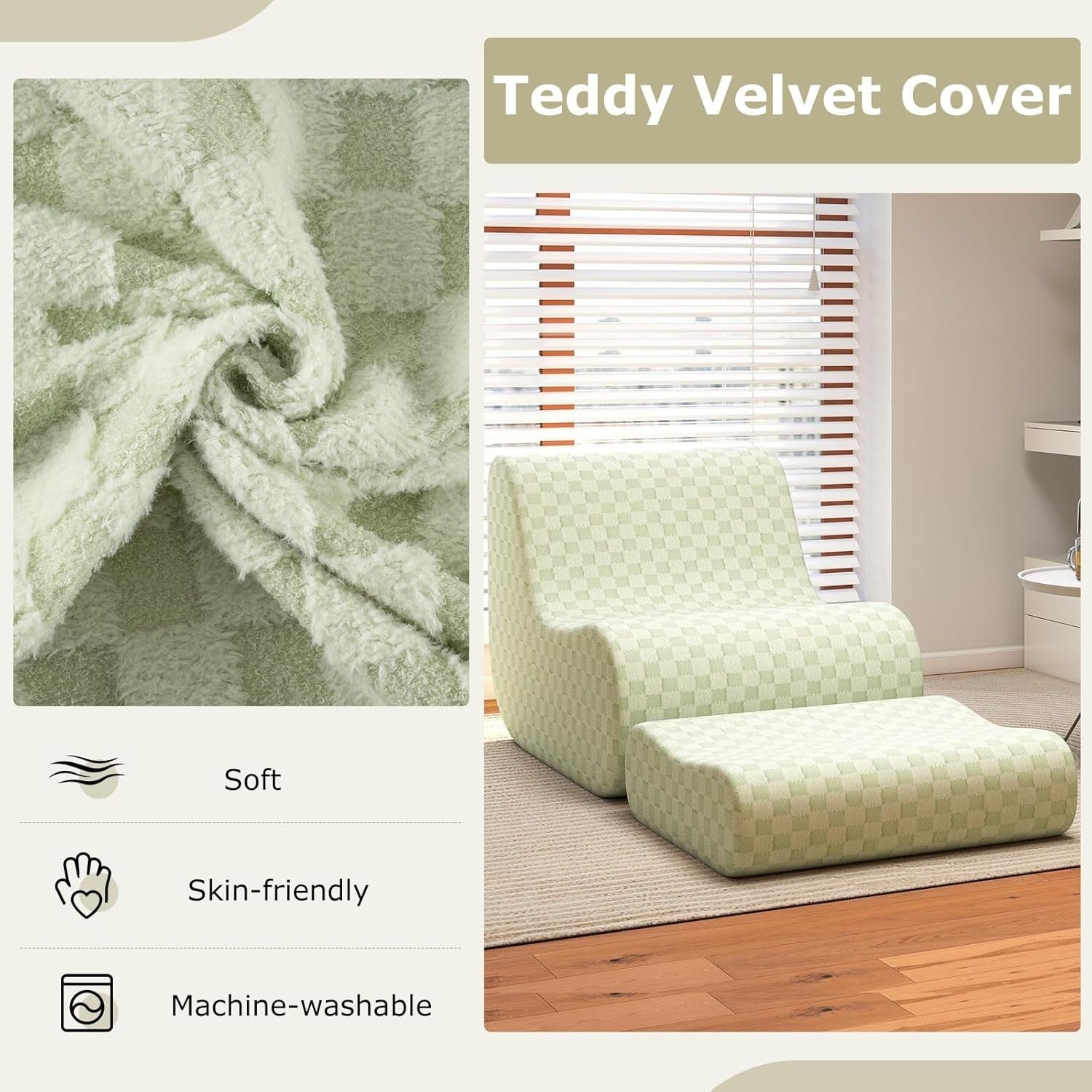 Teddy Fleece Bean Bag Chair & Footstool Set Lounge Sofa Seat Gaming