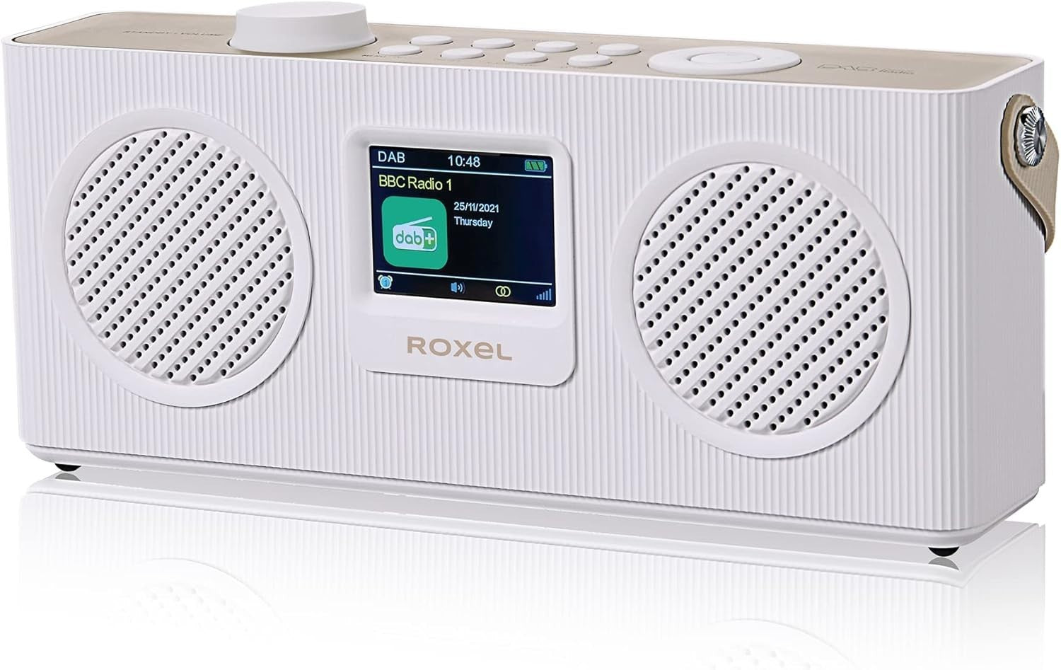 DAB+ FM Digital Radio Bluetooth USB TF Card Alarm Clock Portable White/Cappuccin