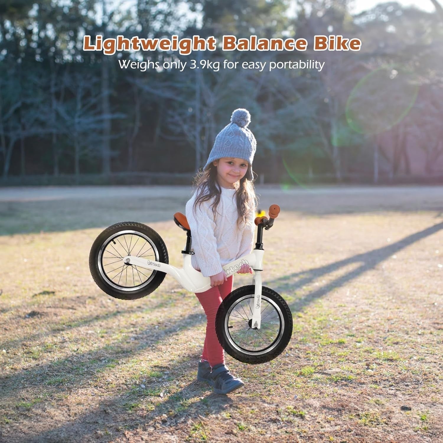 14 Inch Balance Bike Kids Training Bicycle Air Tires Adjustable Age 3-6