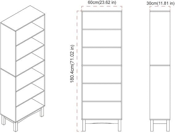 Tall 5/6 Tier Wooden Bookcase Storage Shelf Unit, Modern Display Rack