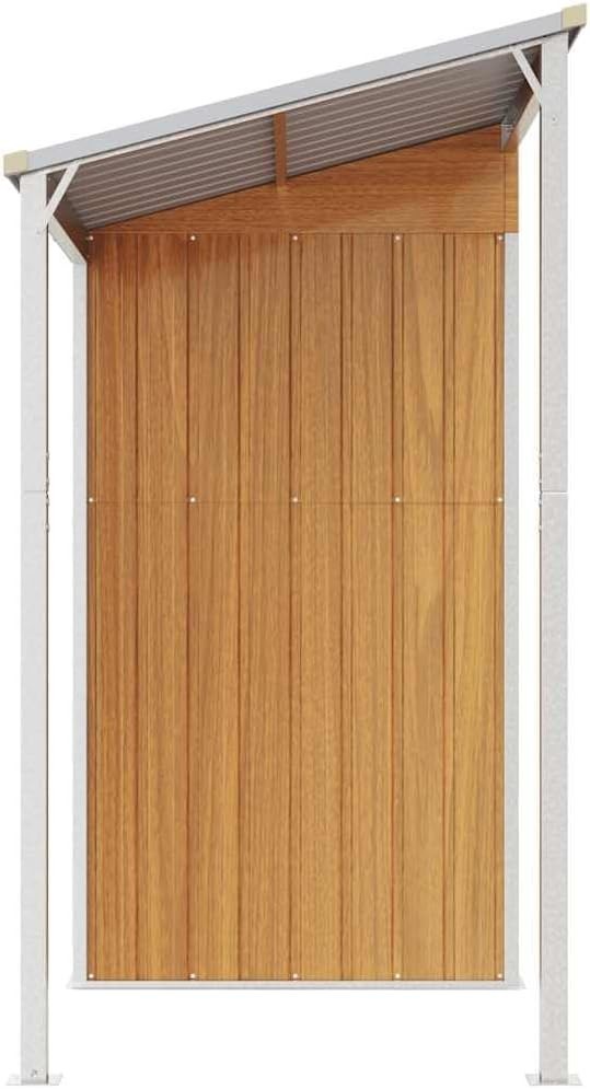 Metal Garden Shed Outdoor Storage with Extended Roof & Air Vents Light Brown