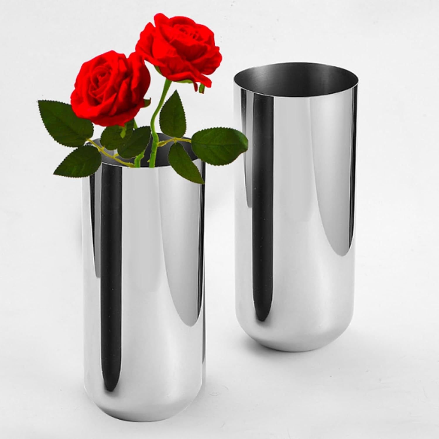 Stainless Steel Flower Vase Silver Modern Table Centerpiece Home Decor