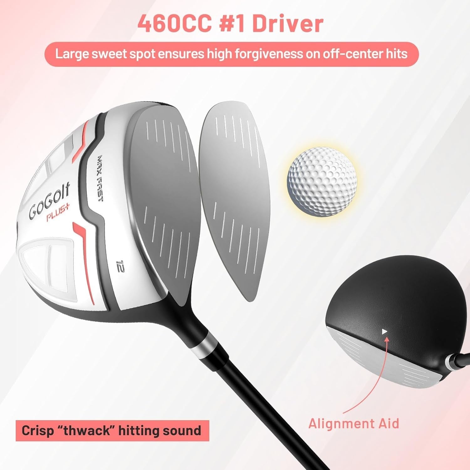 Right Hand Golf Clubs Package 12pc 460cc Driver Hybrid Irons Stand Bag