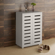 2-Door Wooden Shoe Cabinet with 5 Shelves, 60x33x87 cm Grey