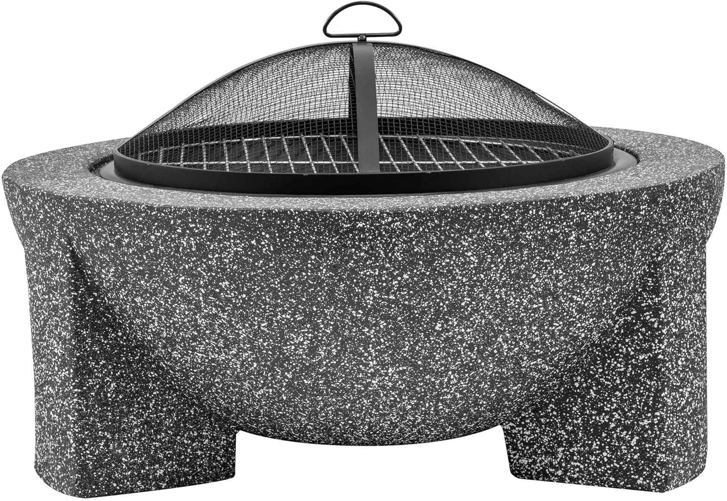 75cm Outdoor Round Fire Pit BBQ Grill with Mesh Safety Lid & Heat-Resistant
