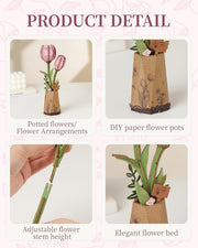 3D Pink Tulip Wooden Puzzle – Adjustable DIY Floral Decor Gift