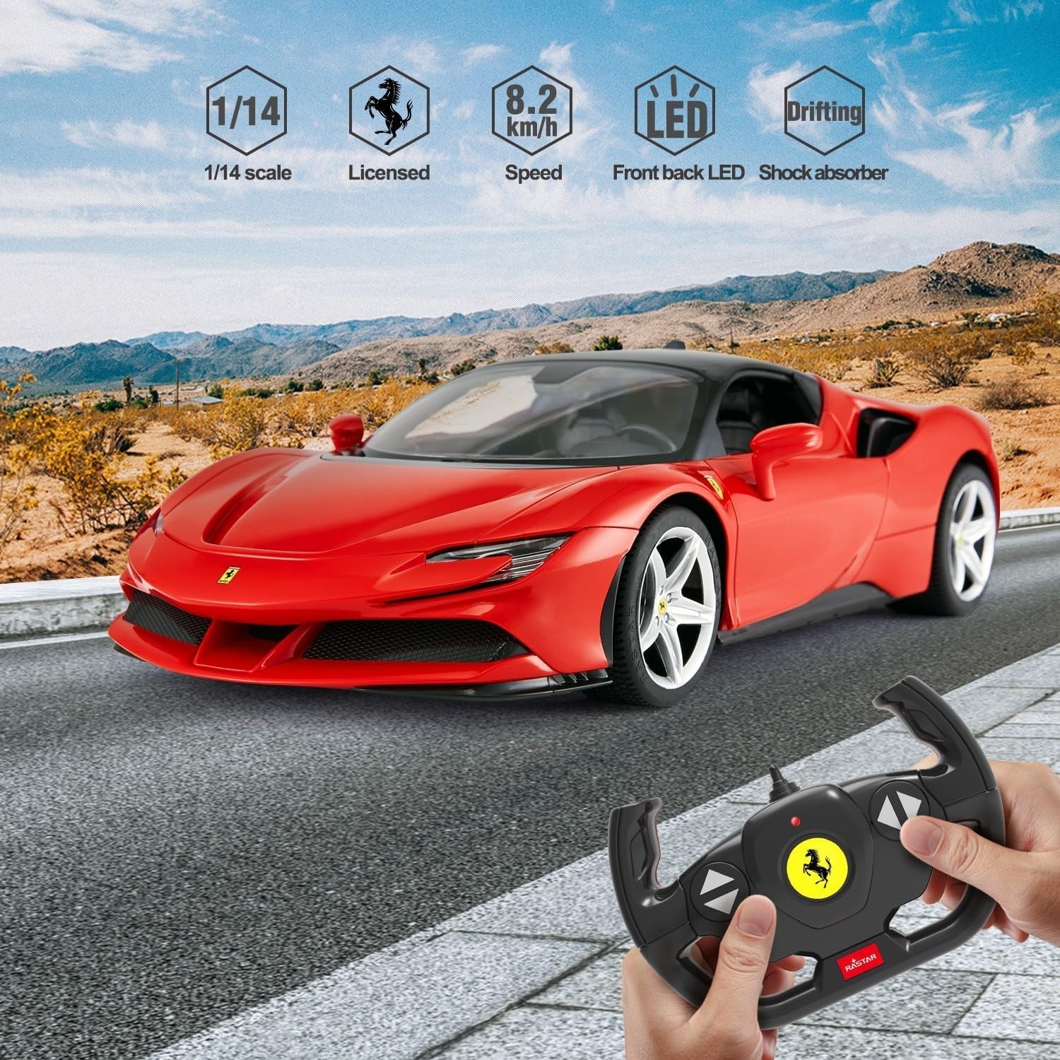 1:14 Scale RC Car – Red SF90 Stradale Remote Control Toy for Boys & Collectors