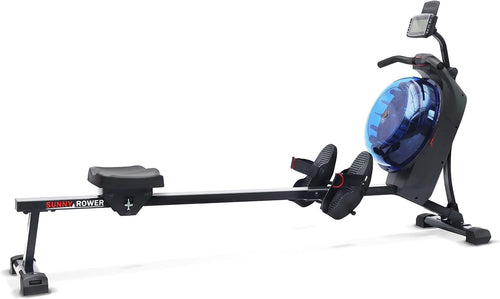 Dual Magnetic Water Rowing Machine Smart LCD App Long Rail Blue Rower 120KG