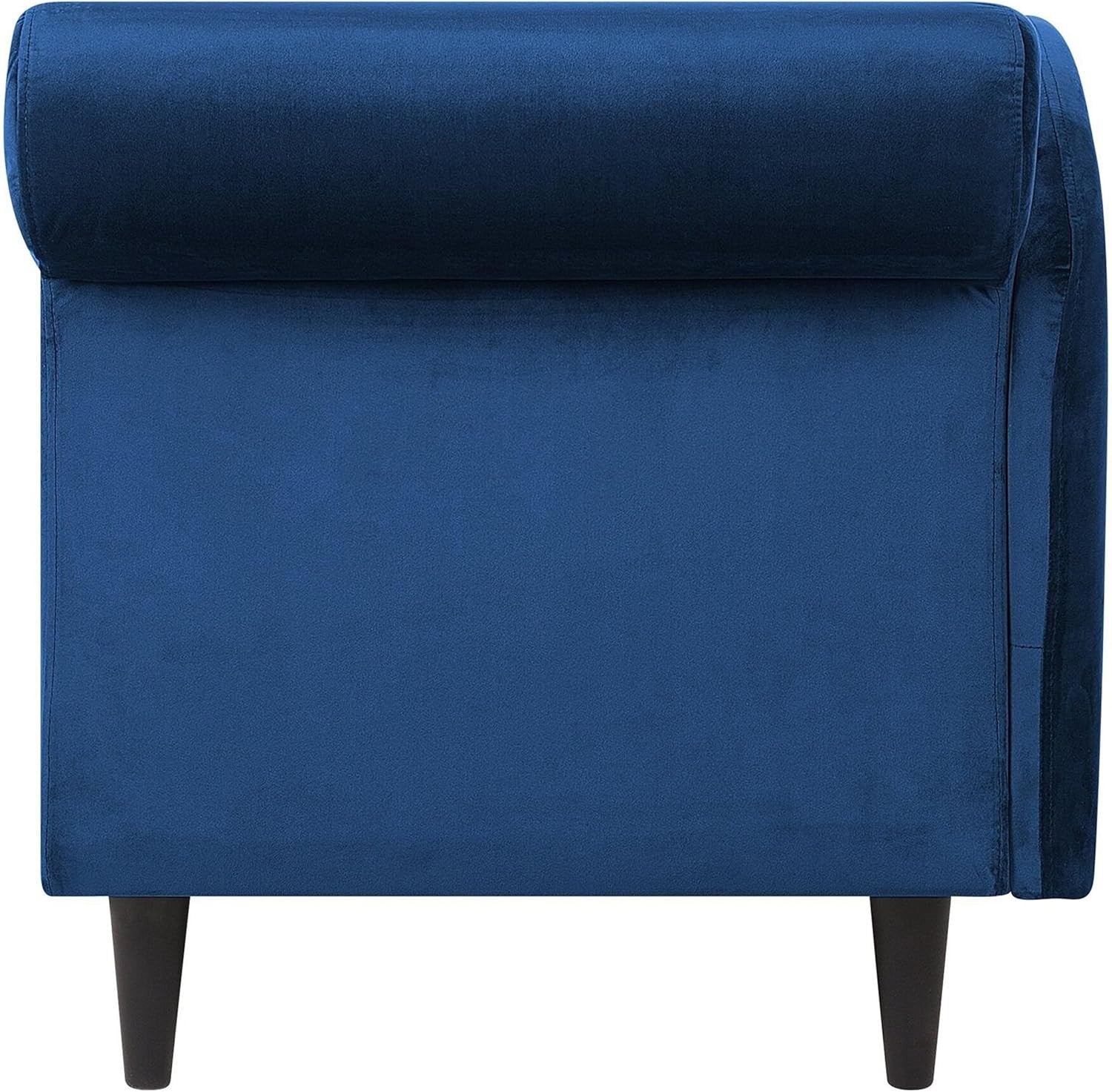 Navy Blue Velvet Right Hand Storage Chaise Lounge Solid Back Living Room