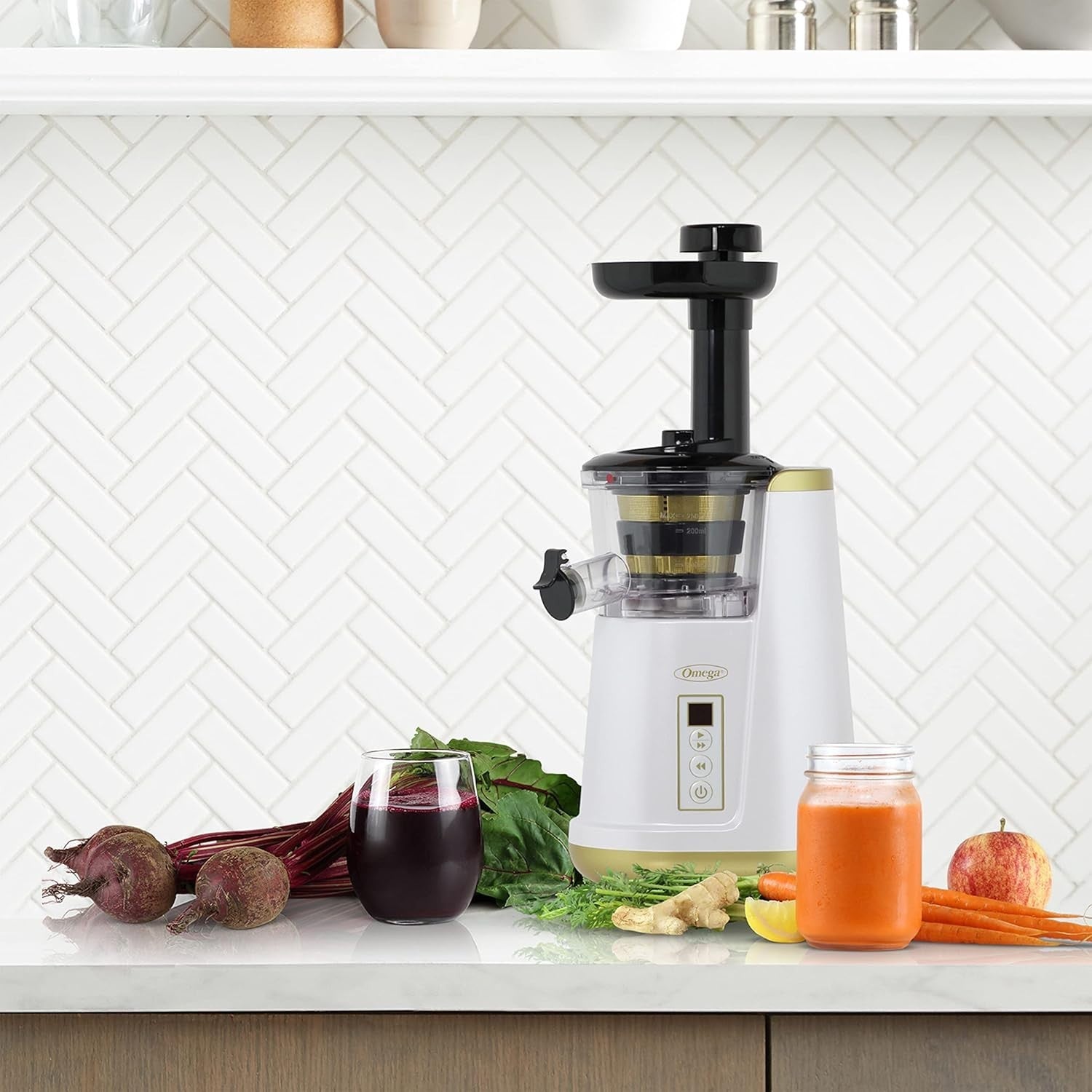 Cold Press Slow Masticating Juicer Vertical Extractor 45–65 RPM White