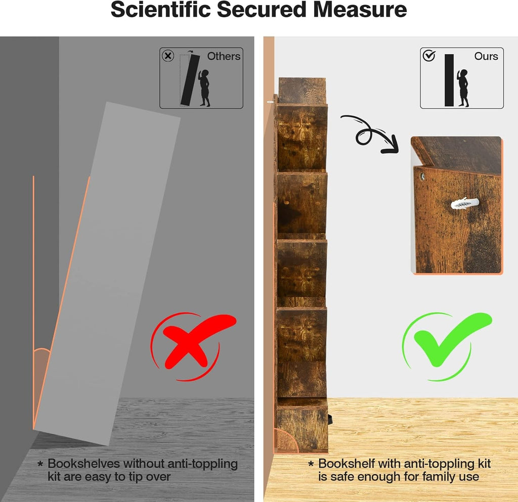 10 Tier Tree Bookshelf Tall Wooden Display Rack Freestanding Storage Unit Brown