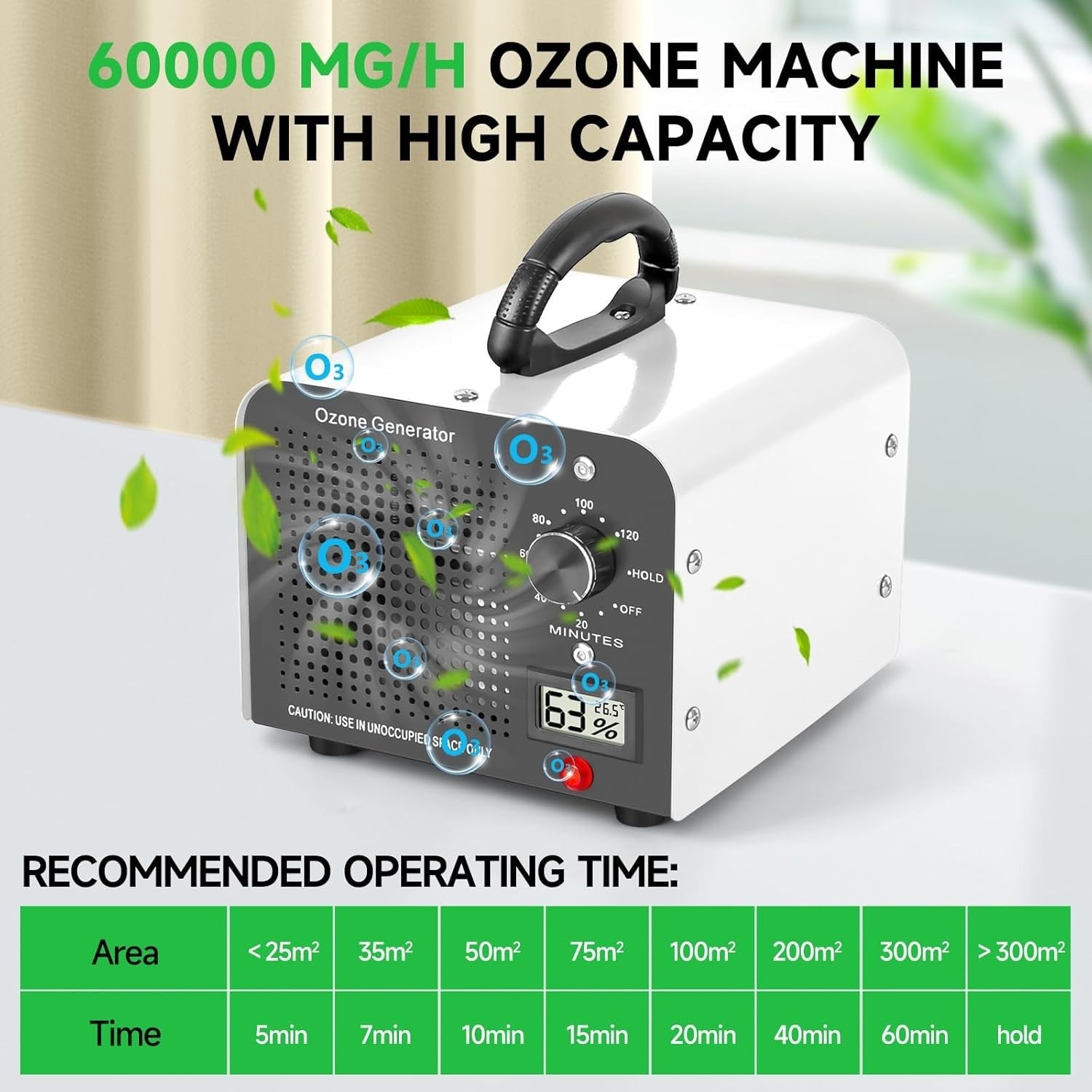 60000mg Ozone Generator Odor Eliminator Large Room Smoke Pet 320㎡