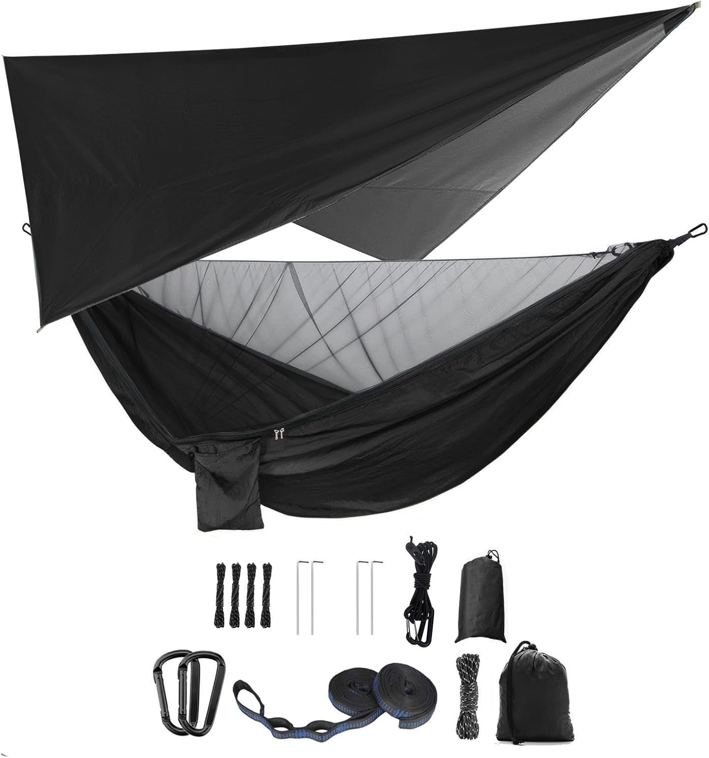 Camping Hammock with Mosquito Net & Rainfly – Double, Portable & Waterproof
