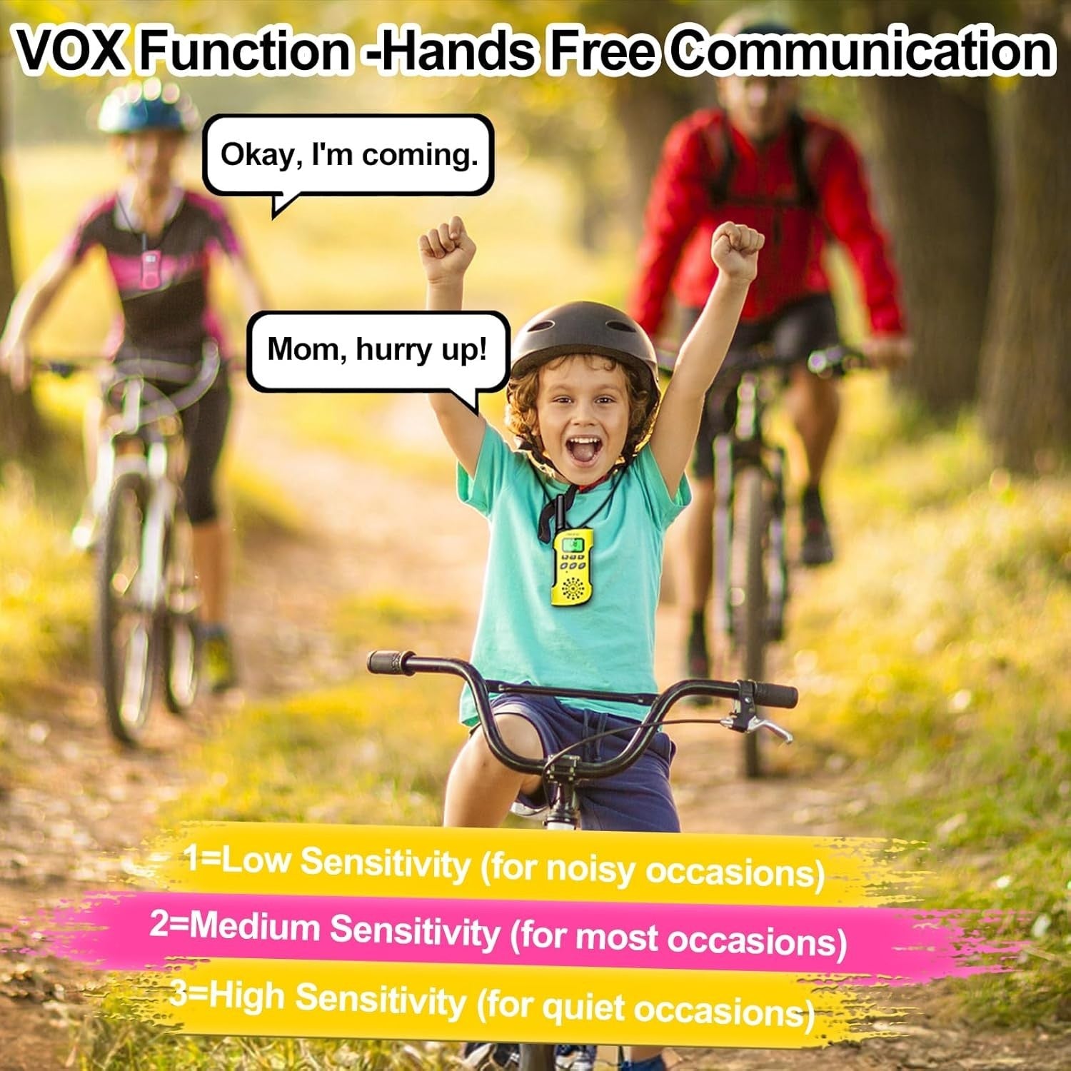 Rechargeable Kids Walkie Talkies 2 Pack VOX USB-C Long Range Toy Radios