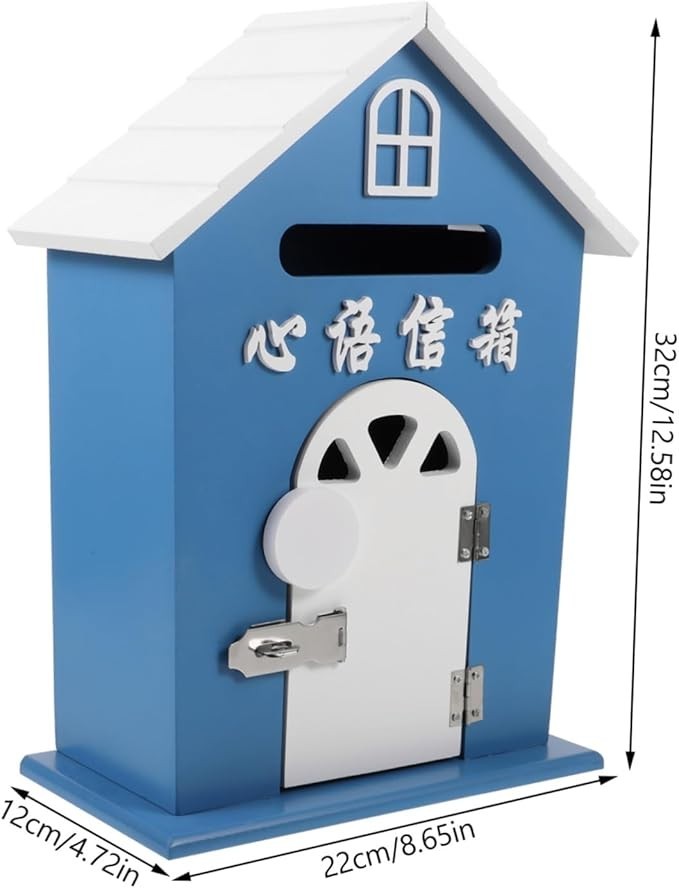 Lockable Wall Mounted Mailbox Blue – Secure Outdoor Post Box for Kids & Home Use