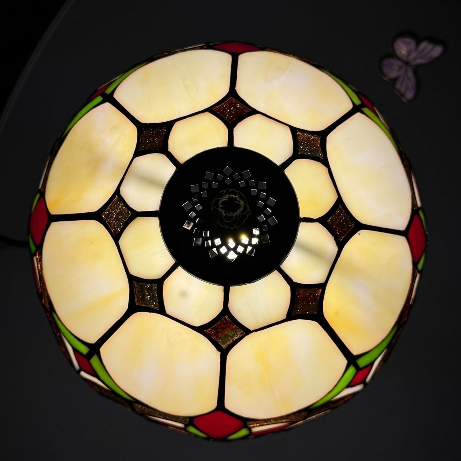 Tiffany Style Table Lamp Handcrafted Stained Glass Antique Look 42cm E27