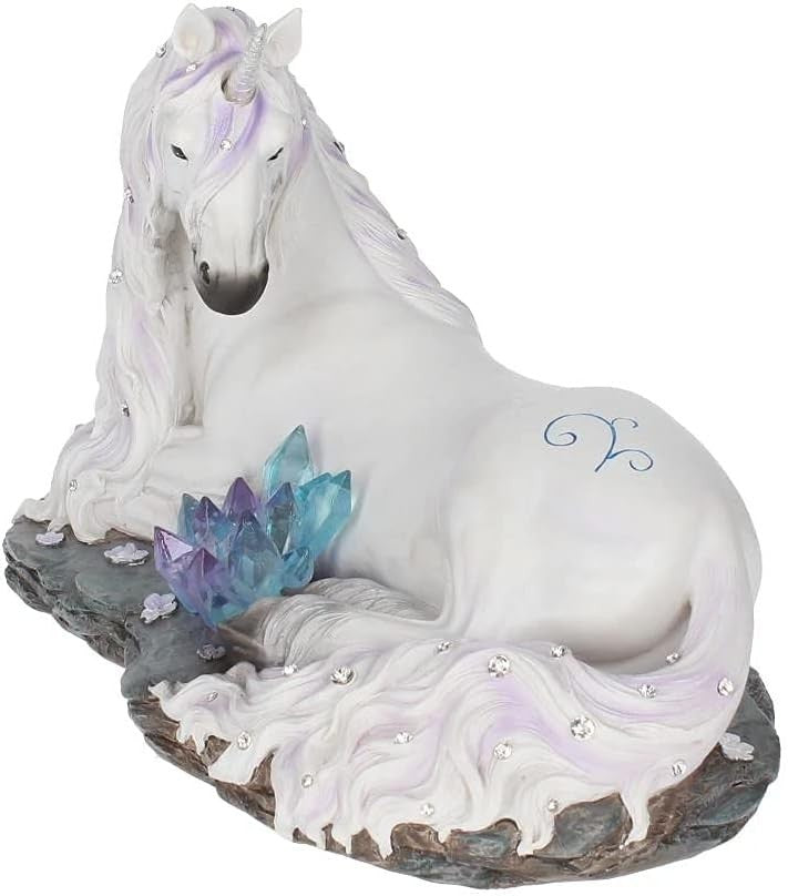 Unicorn Figurine 19cm Resin Ornament Crystal Jewels White Fantasy Decor Gift