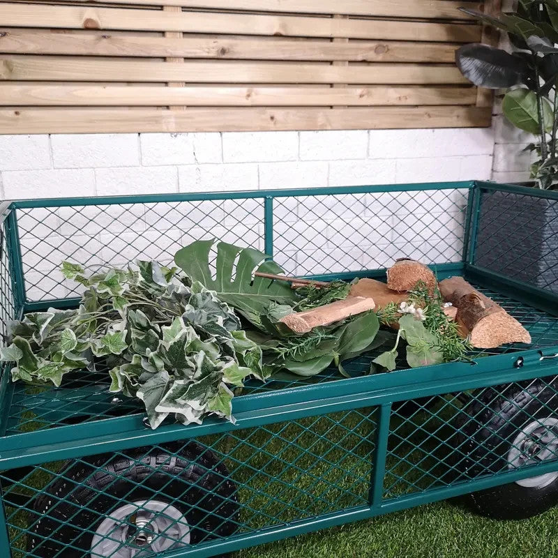Heavy Duty Metal Garden Trolley Cart Truck Wheelbarrow with Handle