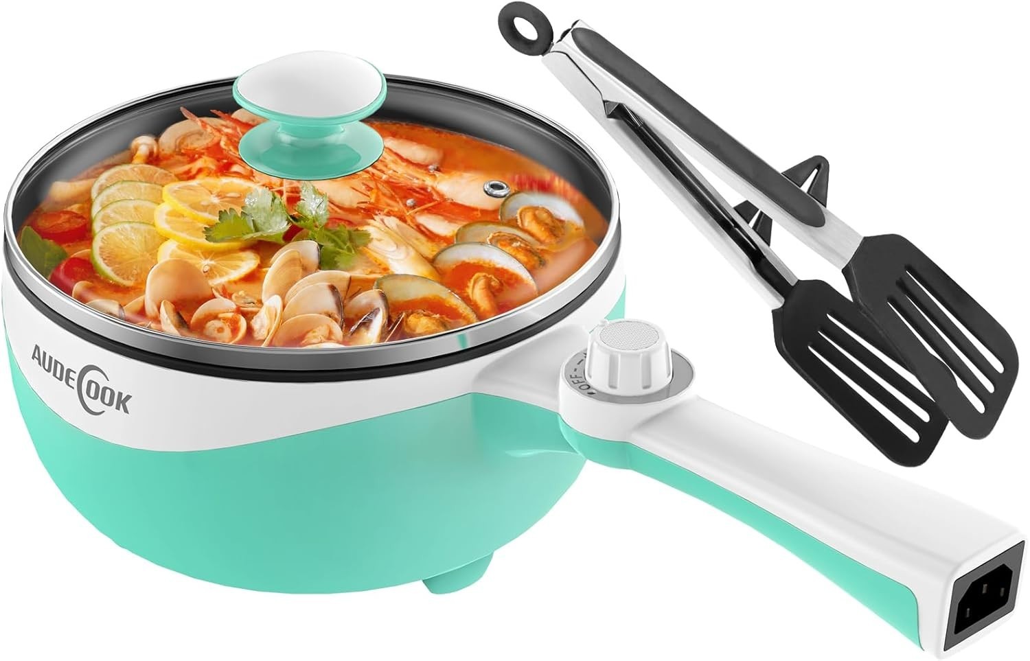 Mini Electric Hot Pot Cooker 1.7L Nonstick Rapid Ramen Skillet Pan