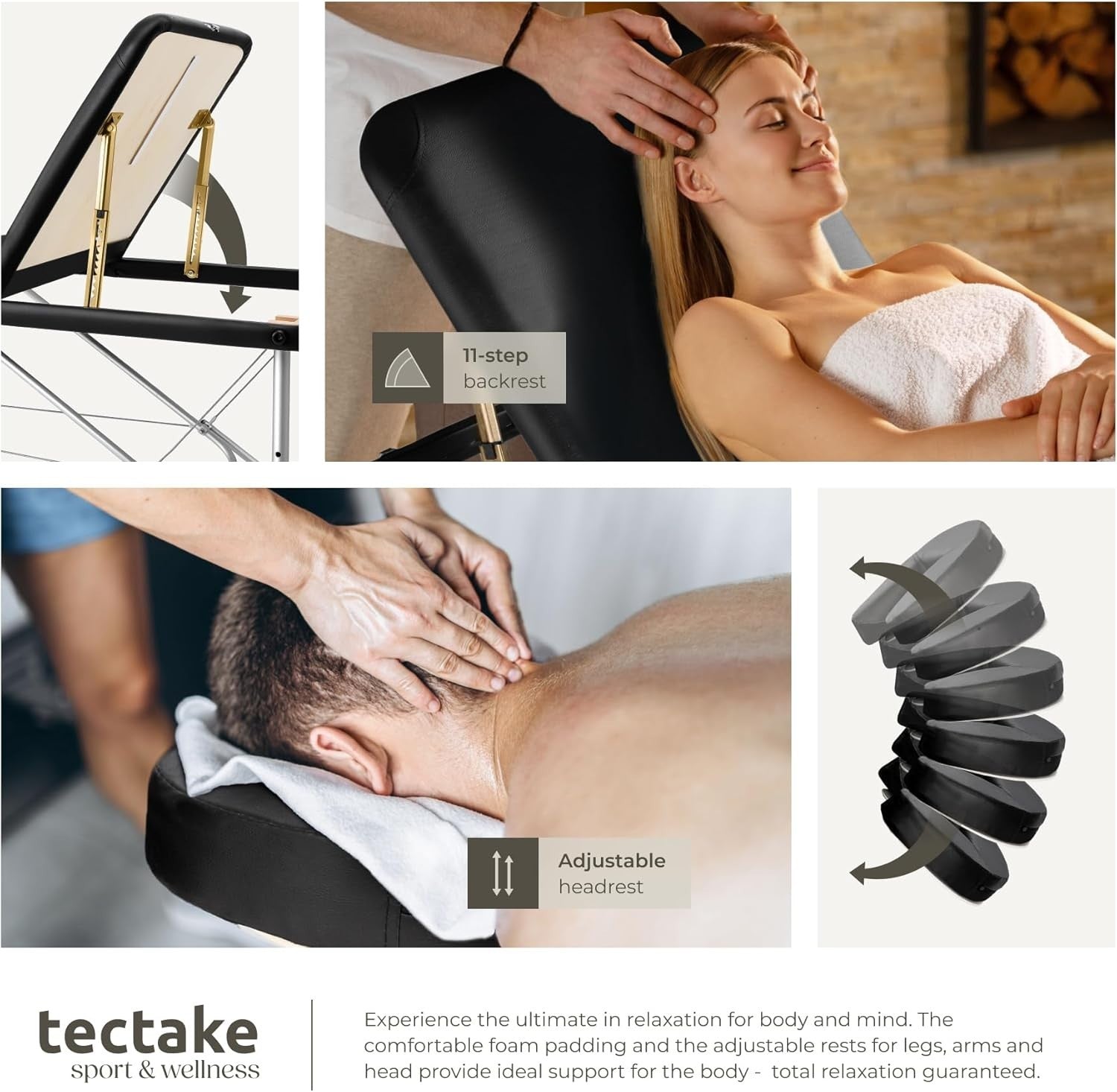 Portable Massage Table Foldable Height Adjustable Aluminium Bed + Bag Black
