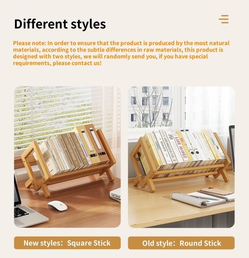 Wooden Desktop Tilting Bookcase Shelf – Bamboo Organizer for Books & Magazines