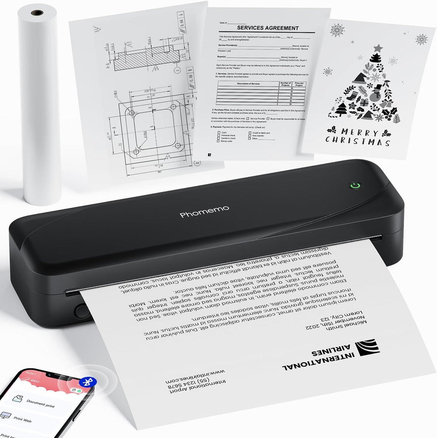 A4 Portable Thermal Printer Wireless Bluetooth Inkless 300DPI