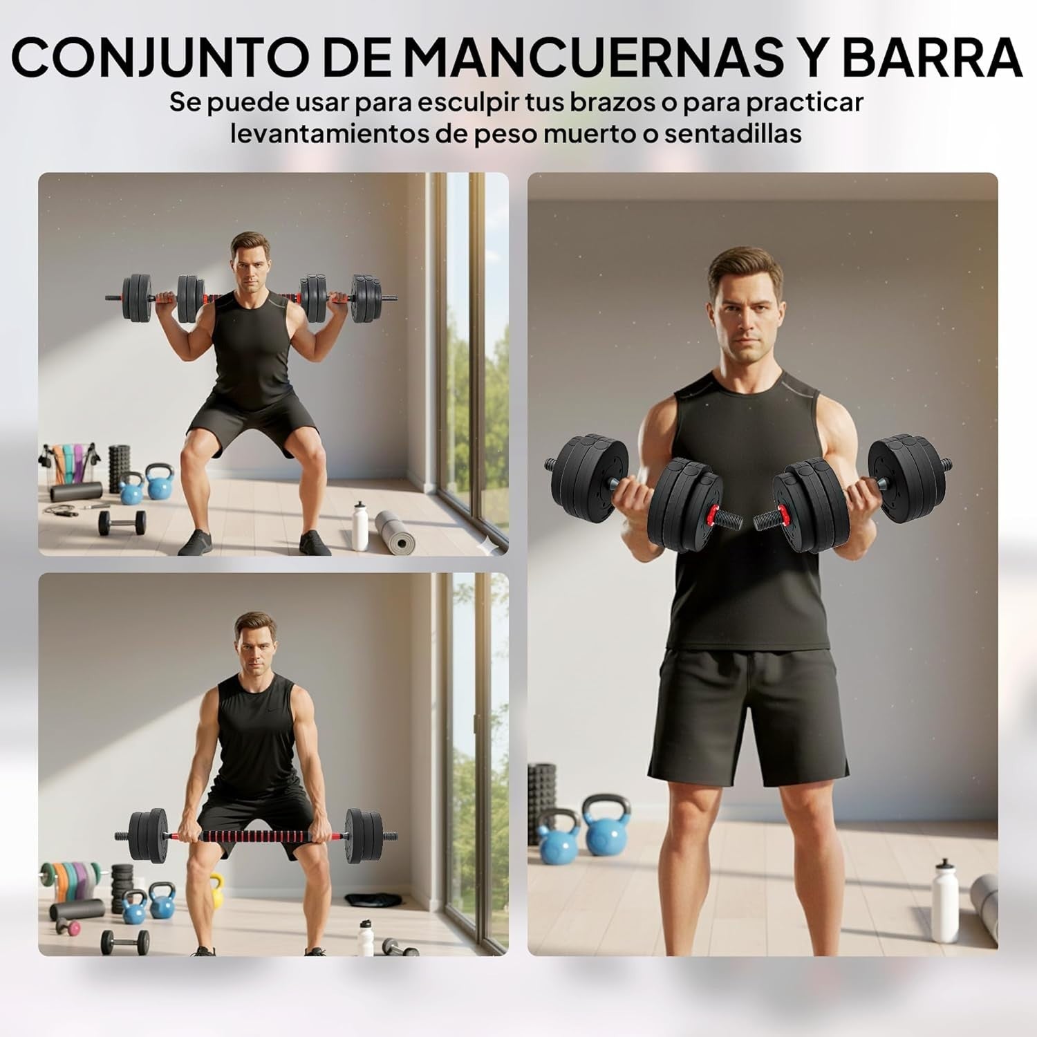 25kg Adjustable Dumbbell Barbell Set 2-in-1 Home Gym Free Weights