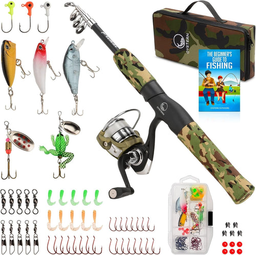 Kids 1.37M Telescopic Fishing Rod Kit with Reel & 62-Piece Tackle Set