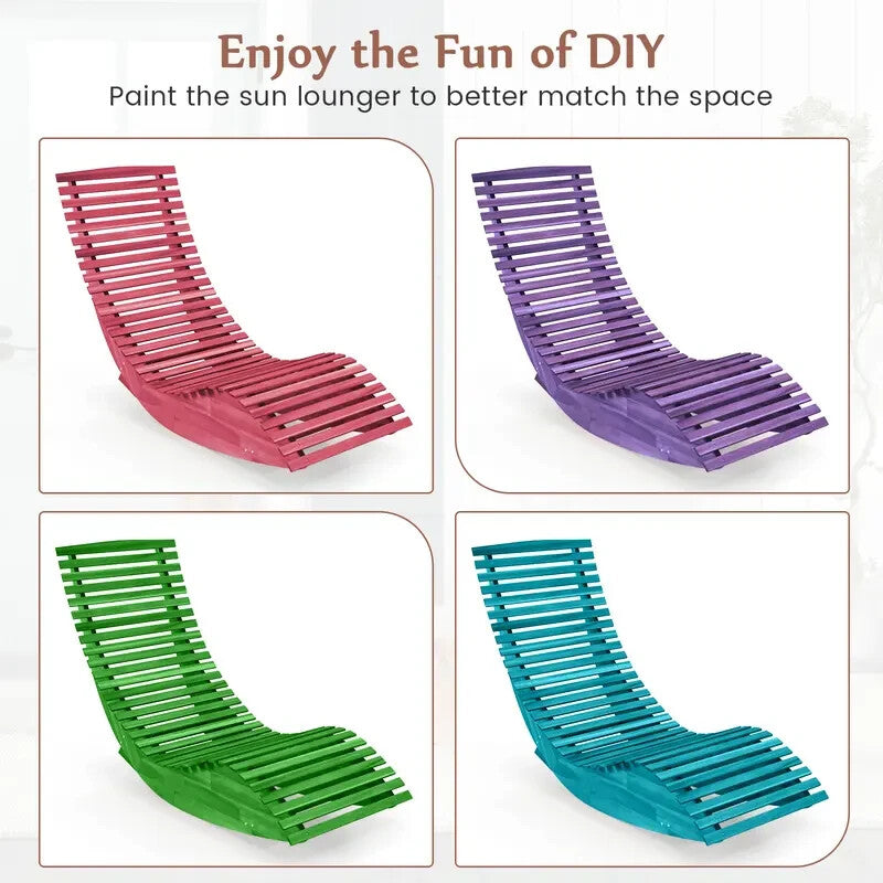 Acacia Wood Outdoor Rocking Chair – Curved Lounger Slatted Seat