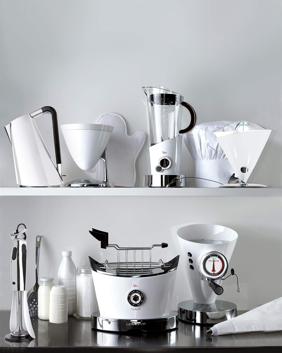 Electric Citrus Juicer Chrome Quiet Motor Dual Cones 0.6L Stainless Filter