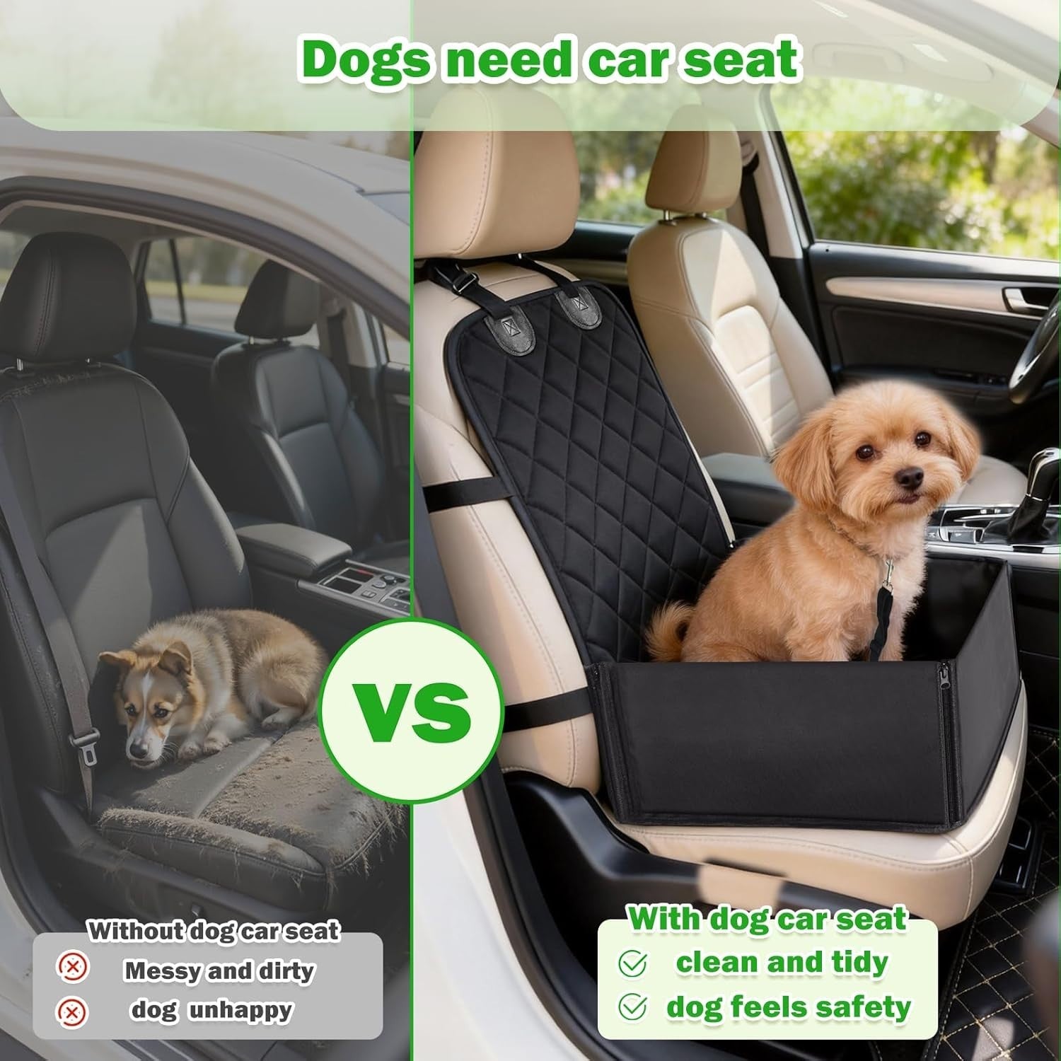 2 in 1 Dog Car Seat Waterproof Booster Travel Bed Safety Basket