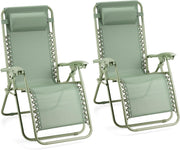 Outdoor Folding Zero Gravity Recliner Chairs 2-Pack Patio Sun Loungers