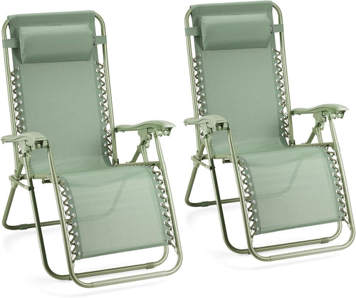 Outdoor Folding Zero Gravity Recliner Chairs 2-Pack Patio Sun Loungers