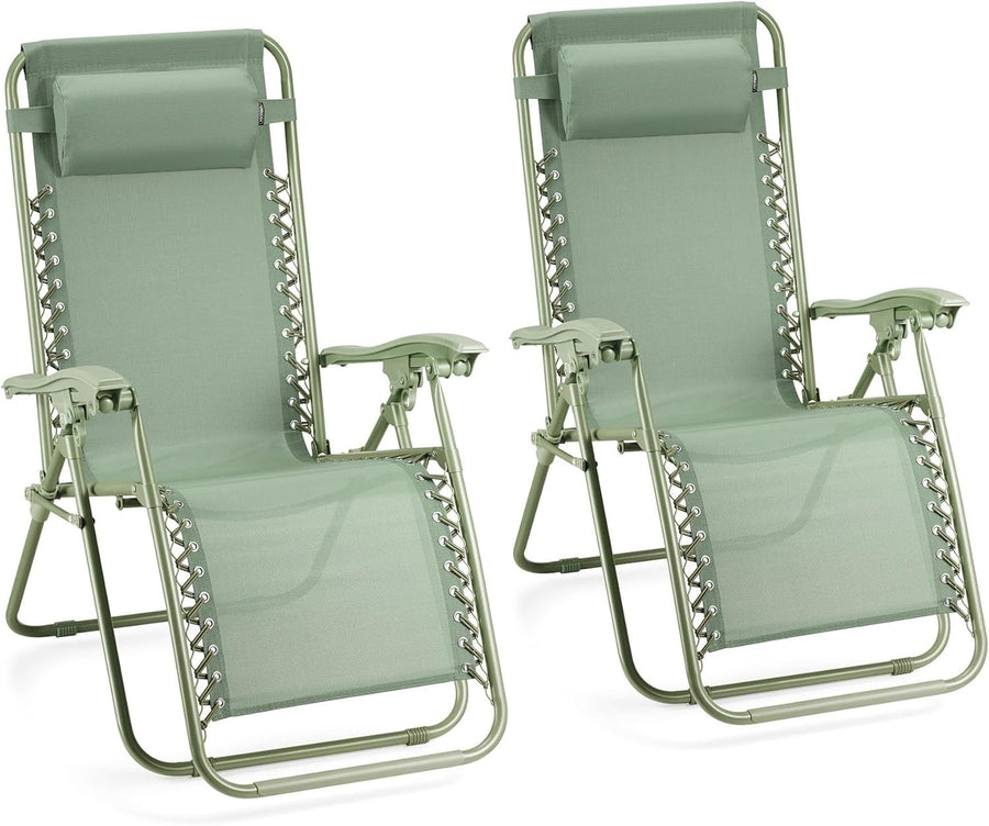 Outdoor Folding Zero Gravity Recliner Chairs 2-Pack Patio Sun Loungers