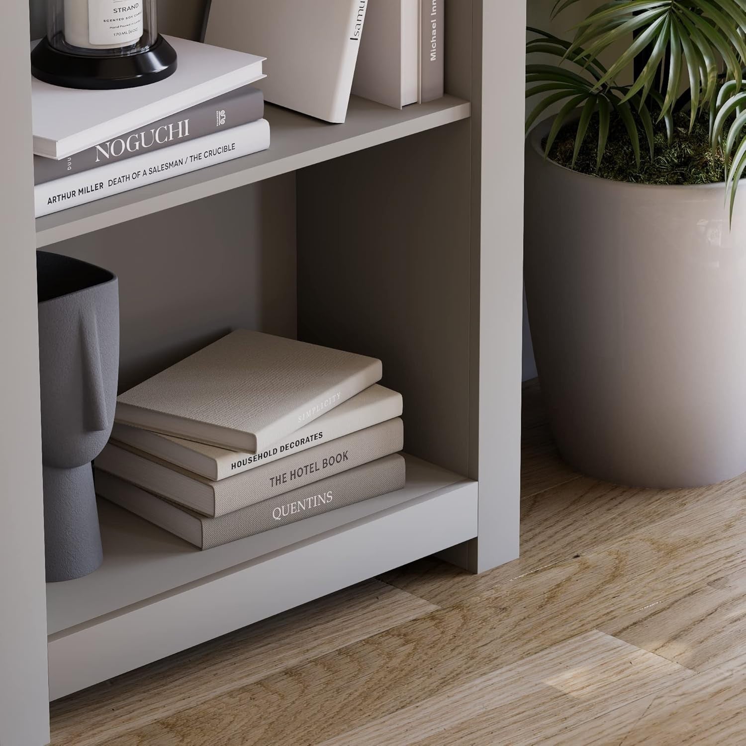 4 Tier Grey Oak Ladder Bookcase – Modern Display Storage Shelf Unit 140cm