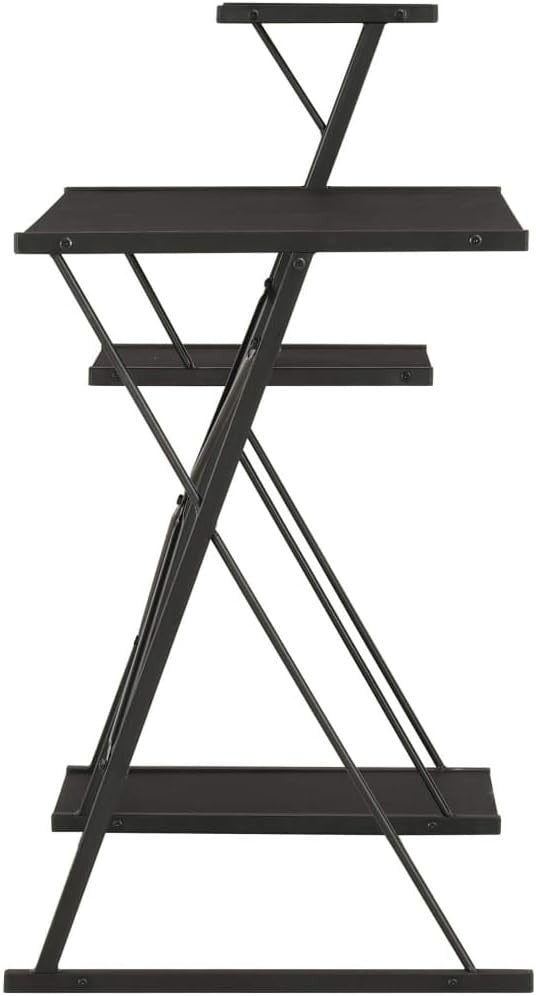 Modern Black Computer Desk with Shelves 116x50x93cm Office Workstation