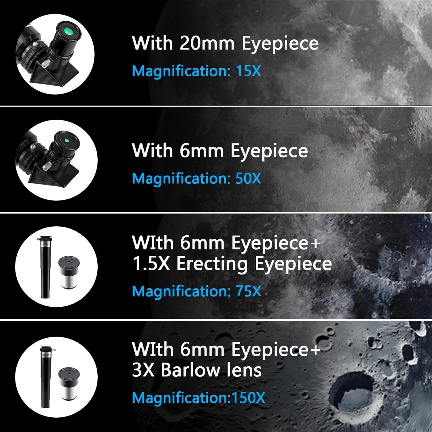 Telescope for Kids & Adults 150X with Phone Adapter & Adjustable Tripod