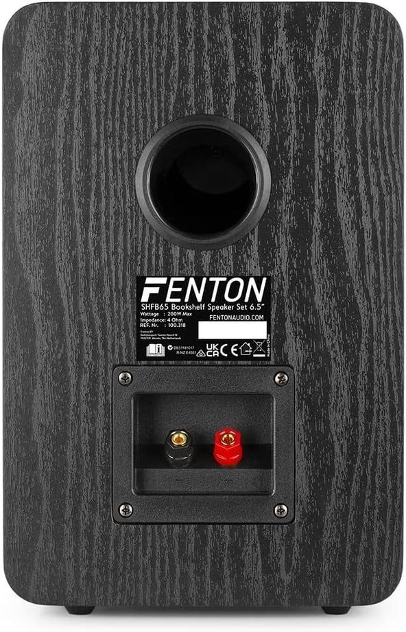 200W Wooden HiFi Bookshelf Speakers 6.5 Inch Stereo Home Audio Pair