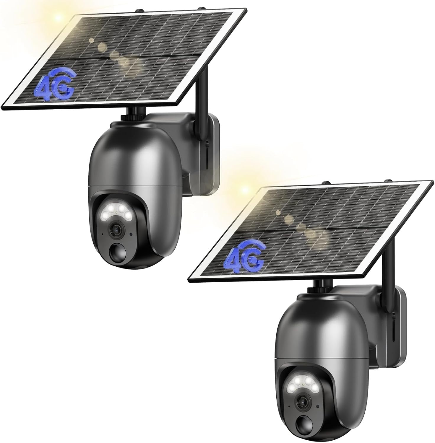 2 Pack 4G LTE Solar Security Cameras 2K PTZ CCTV No WiFi